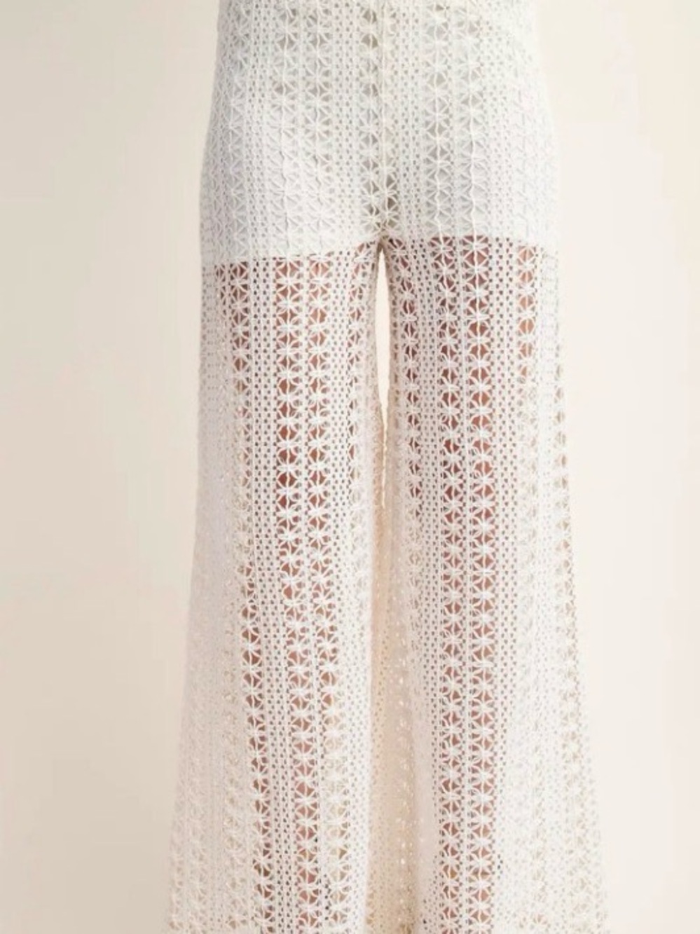 Gigio Airy summer knit pants cream large NEW